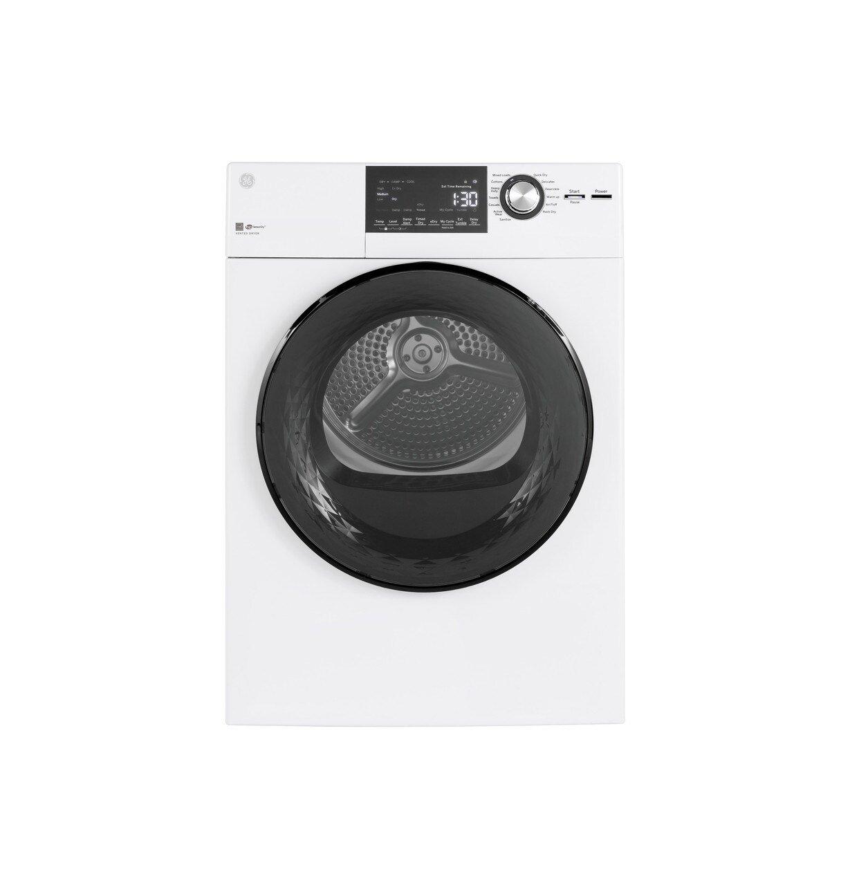 GE&reg; White 23-7/16 in. 4.3 cu. ft. Electric Dryer 