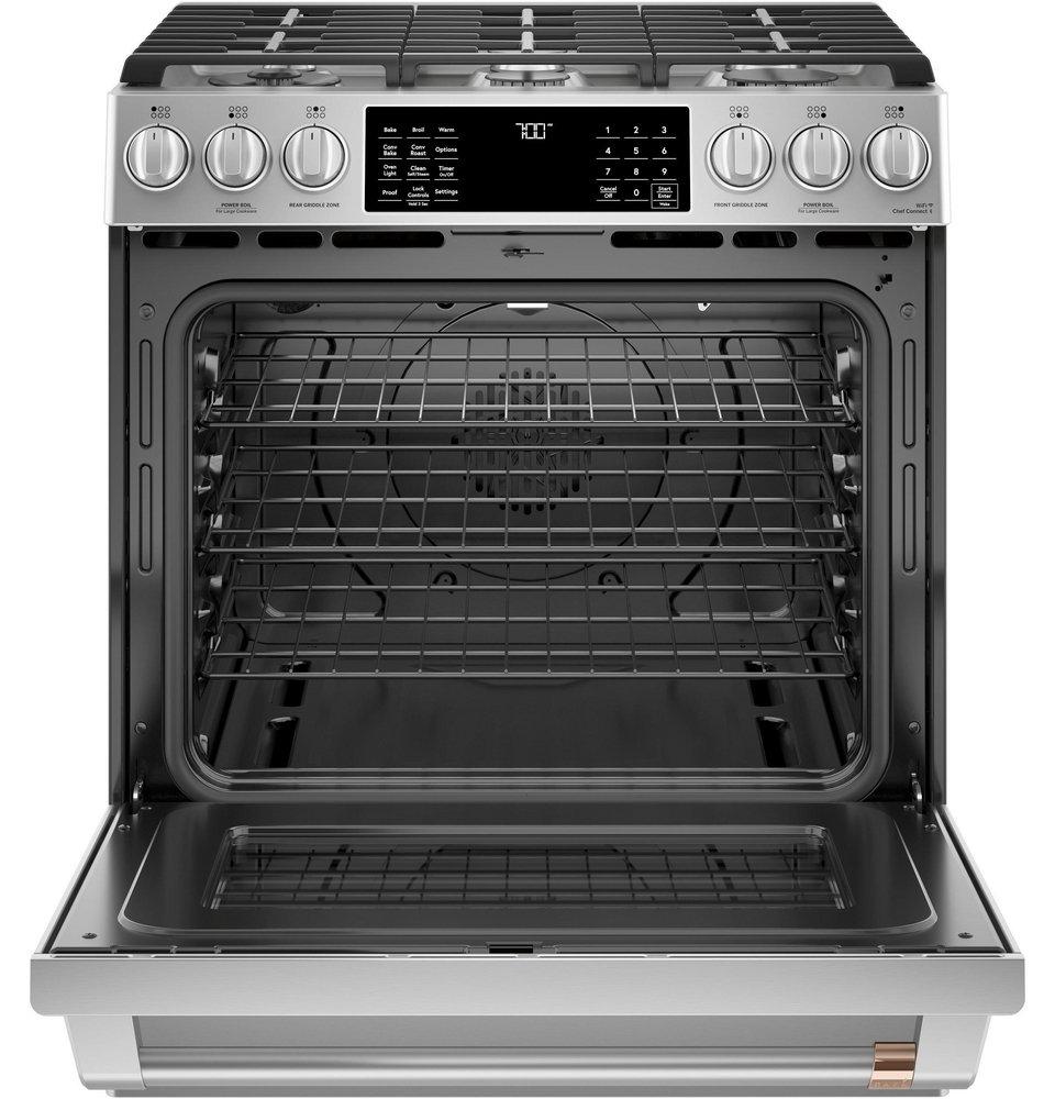 Cafe™ Stainless Steel 29-7/8 in. Gas 6-Burner Sealed Slide-in Range 