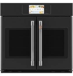 30" W Smart Built In Convection French Door 5 Cu Ft Wall Oven in Matte Black