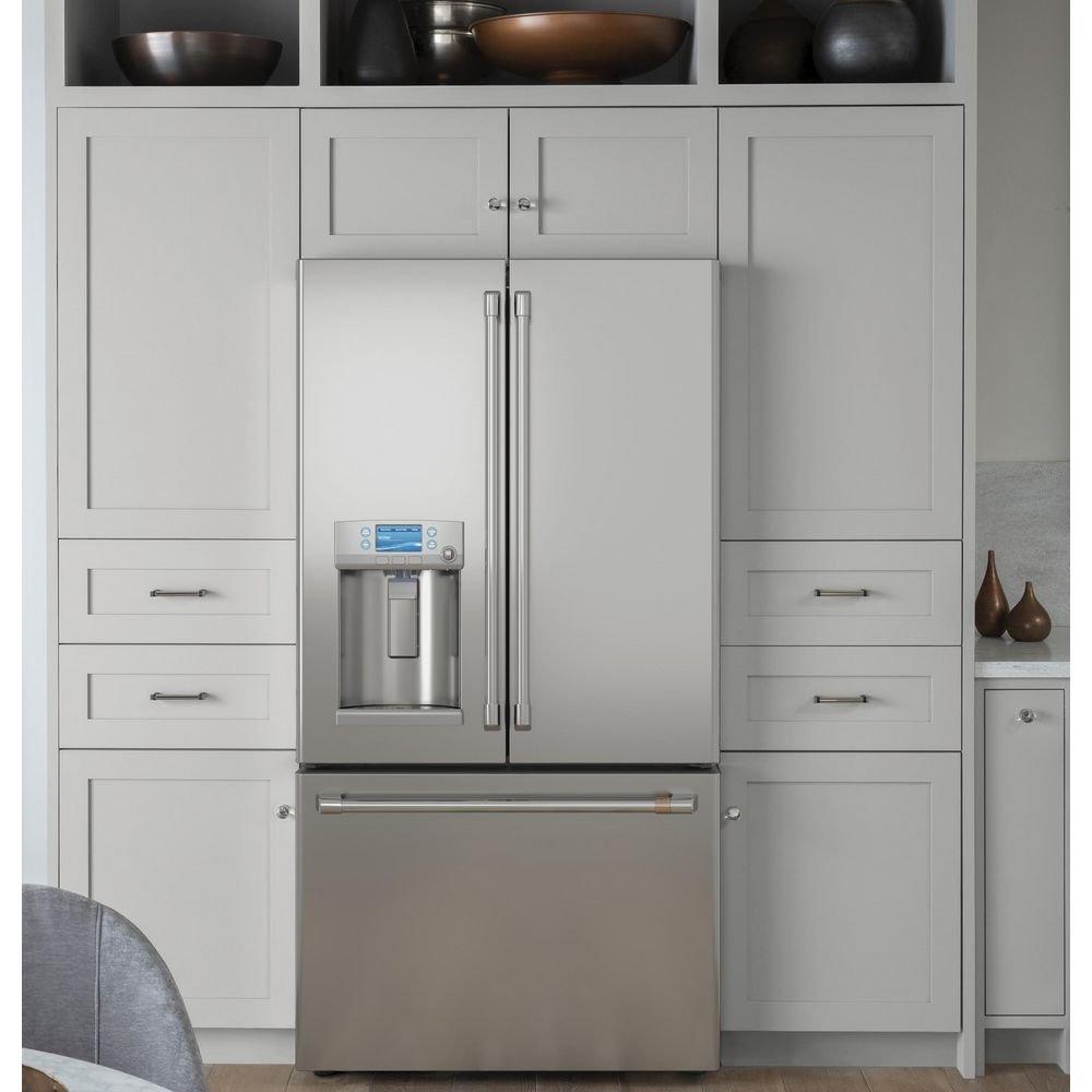 GE Caf&eacute; Stainless Steel 35-3/4 in. 14.92 cu. ft. Counter Depth and French Door Refrigerator 