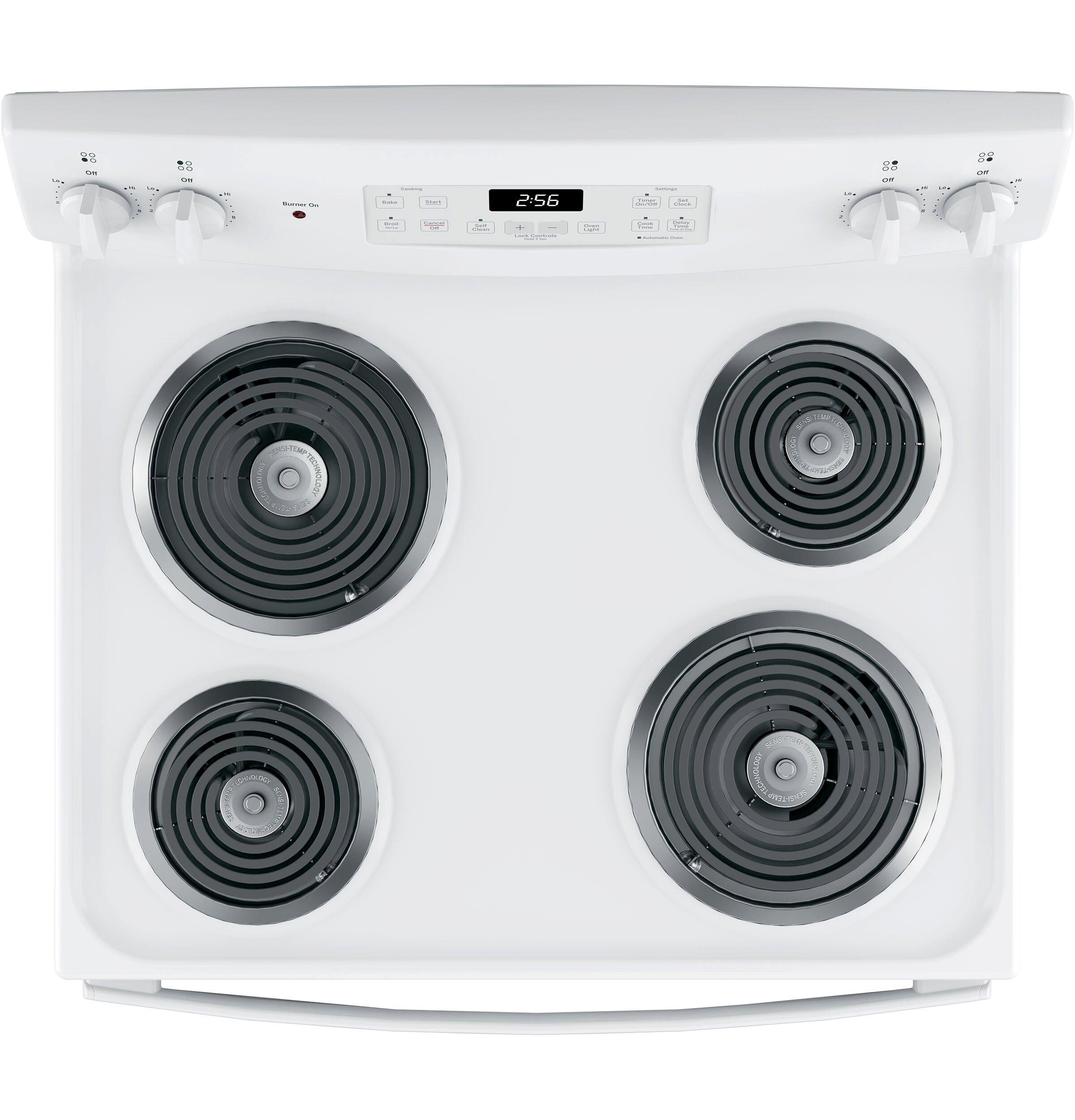 GE&reg; White 30 in. Electric 4-Burner Coil Freestanding Range 