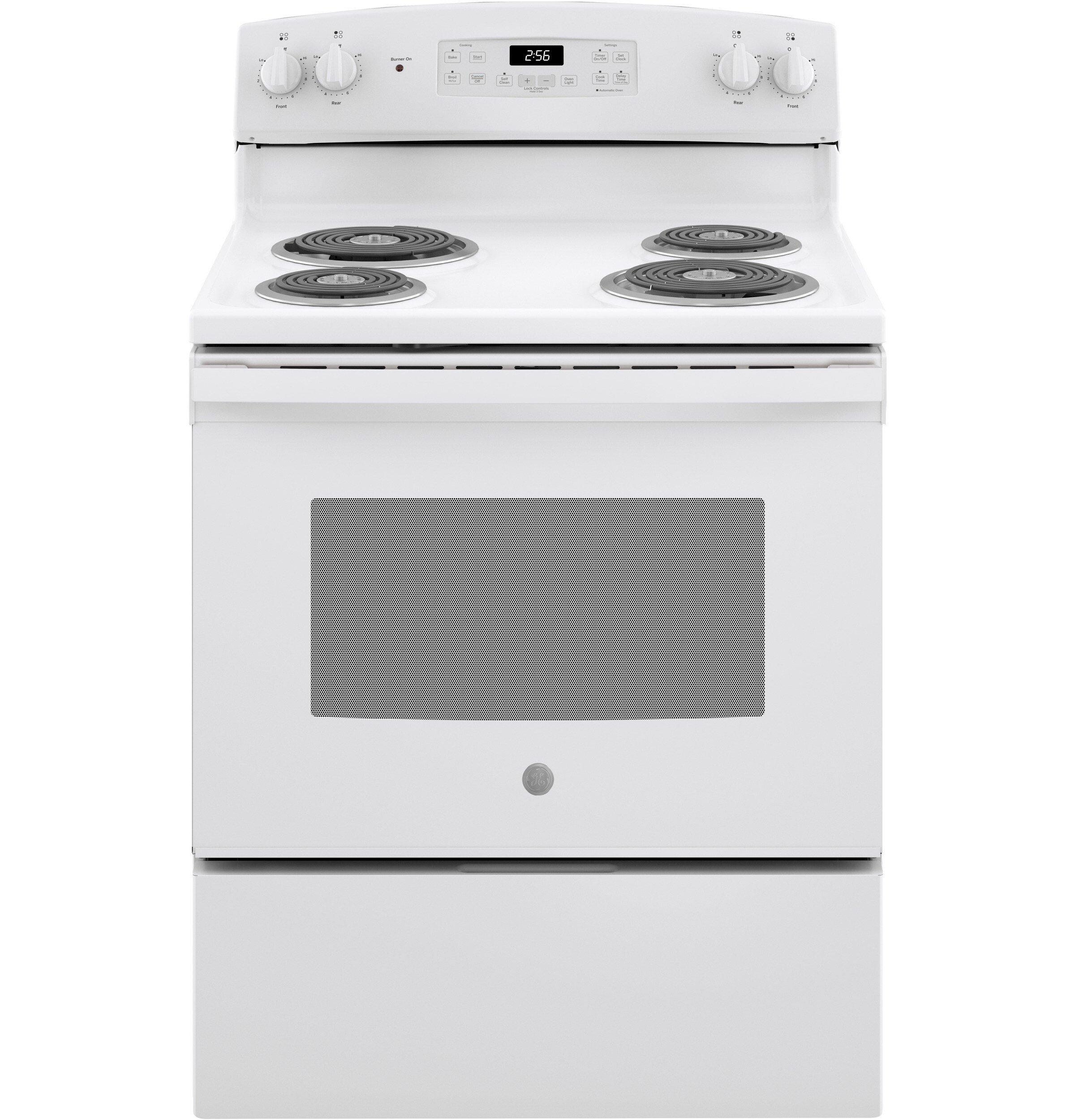 GE&reg; White 30 in. Electric 4-Burner Coil Freestanding Range 
