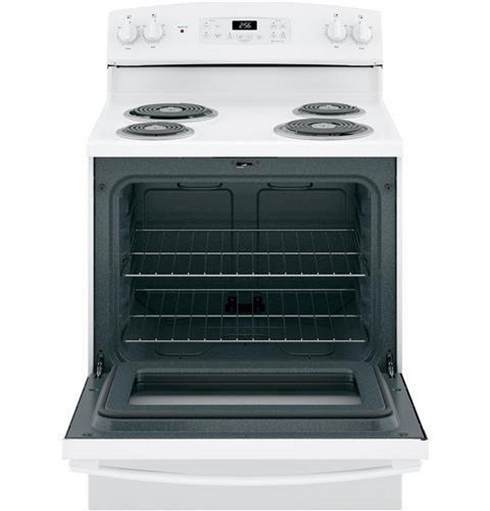 GE® White 30 in. Electric 4-Burner Coil Freestanding Range 