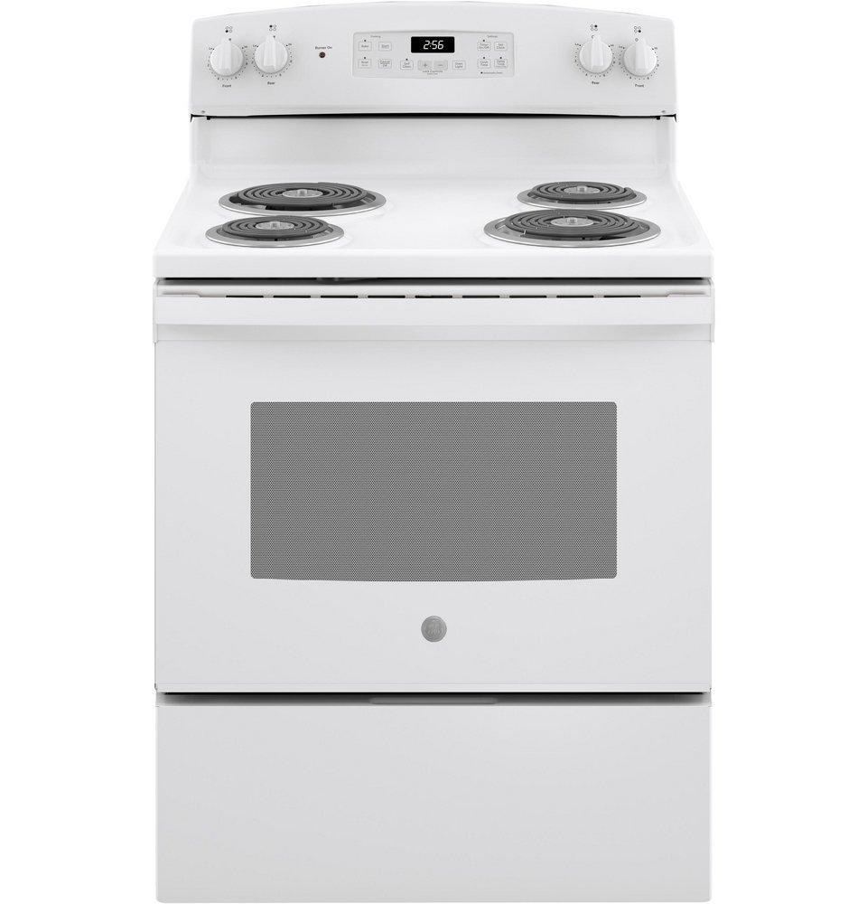 GE® White 30 in. Electric 4-Burner Coil Freestanding Range 