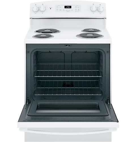 GE&reg; White 30 in. Electric 4-Burner Coil Freestanding Range 