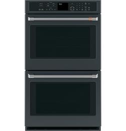 29-3/4 in. 10 cu. ft. 40A Drop Down Wall Mount Double Oven in Matte Black with Brushed Stainless