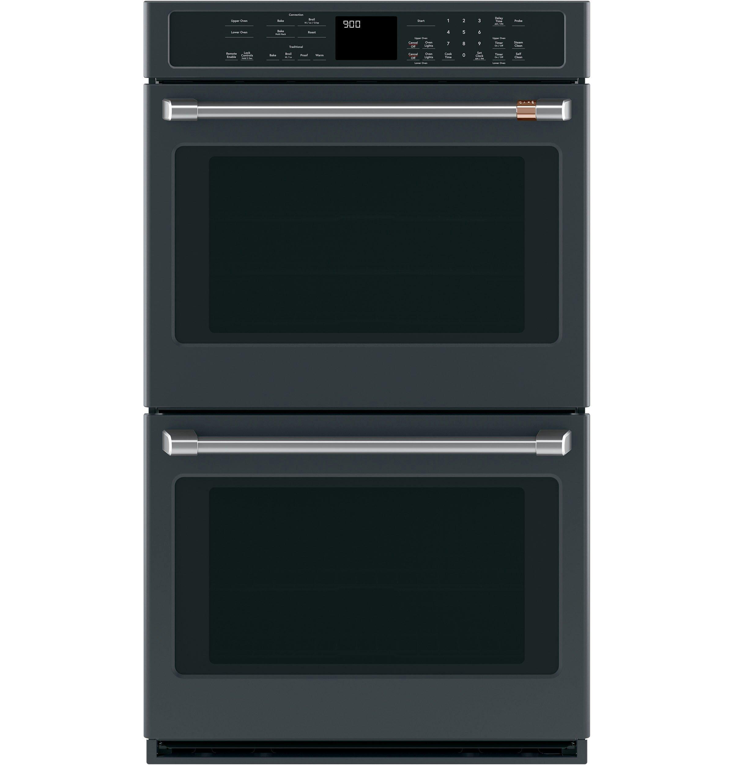 GE Caf&eacute; Matte Black 29-3/4 in. 10 cu. ft. 40A Drop Down Wall Mount Double Oven 