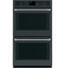 GE Caf&eacute; Matte Black 29-3/4 in. 10 cu. ft. 40A Drop Down Wall Mount Double Oven 