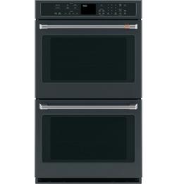 29-3/4 in. 10 cu. ft. 40A Drop Down Wall Mount Double Oven in Matte Black with Brushed Stainless
