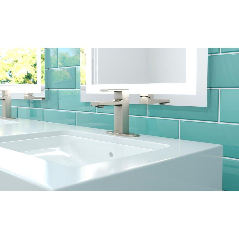 Pfister Brushed Nickel Single Handle Monoblock Bathroom Sink Faucet Lever Handle 