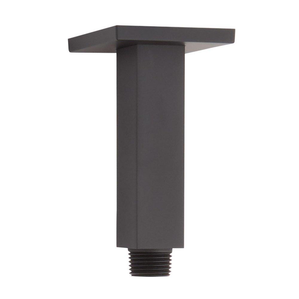 Signature Hardware Matte Black 4 in. Square Ceiling Mount Shower Arm with Escutcheon 