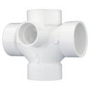White PVC DWV Double Sanitary Tee with 2 