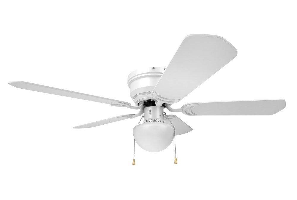 Westcraft White 42 in. 5-Blade Hugger Mount Ceiling Fan with LED Light Kit 