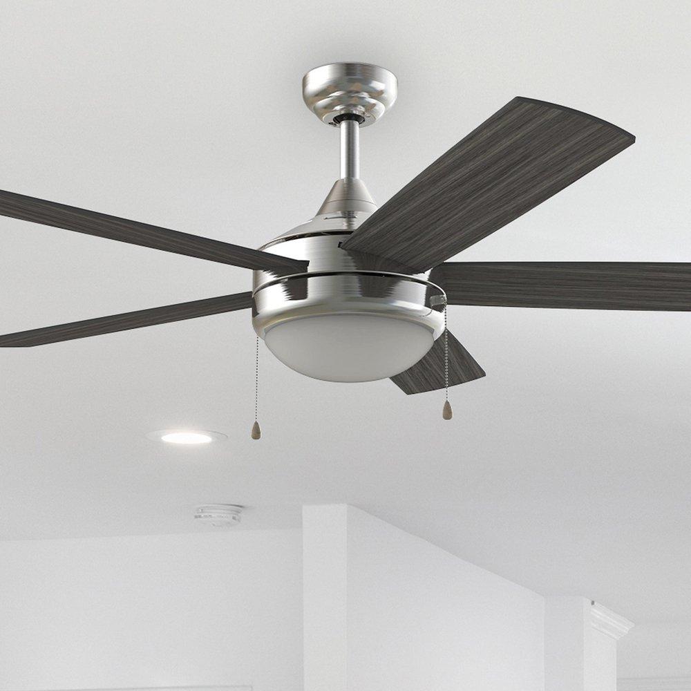 Westcraft Brushed Chrome 52 in. 5-Blade Ceiling Fan with Integrated LED Light Kit 