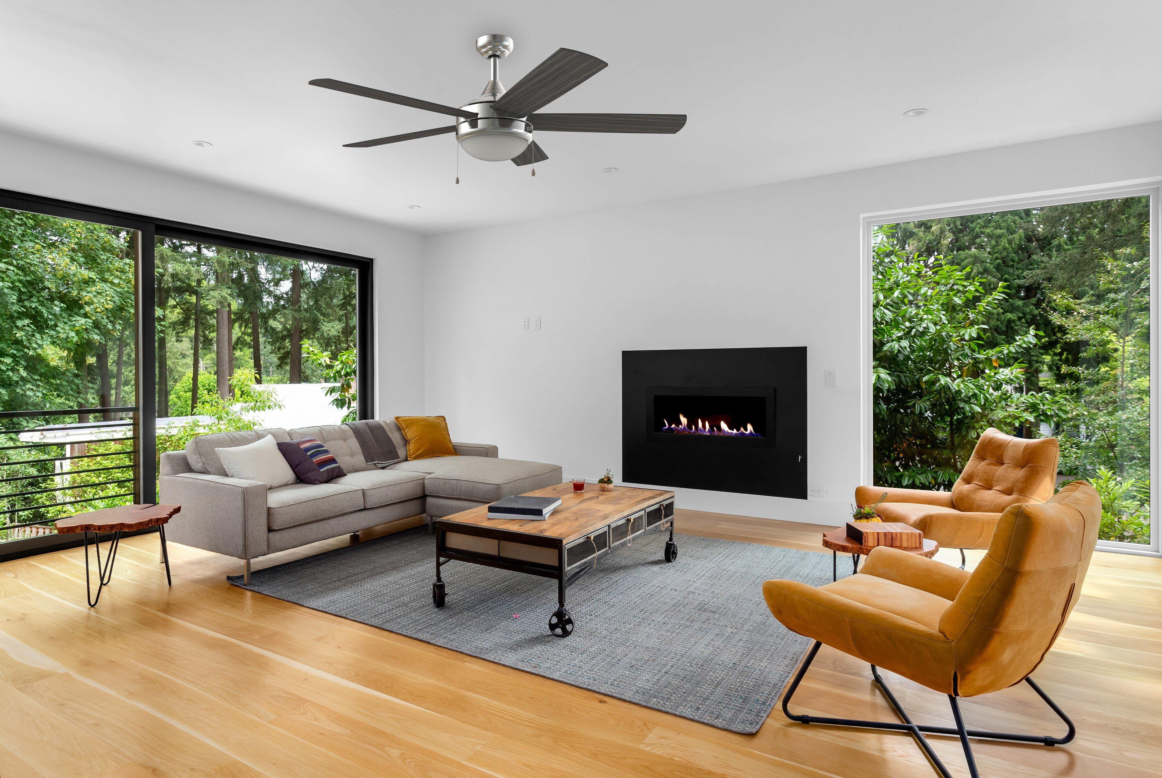 Westcraft Brushed Chrome 52 in. 22W 120V 5-Blade Ceiling Fan with Integrated LED Light Kit 
