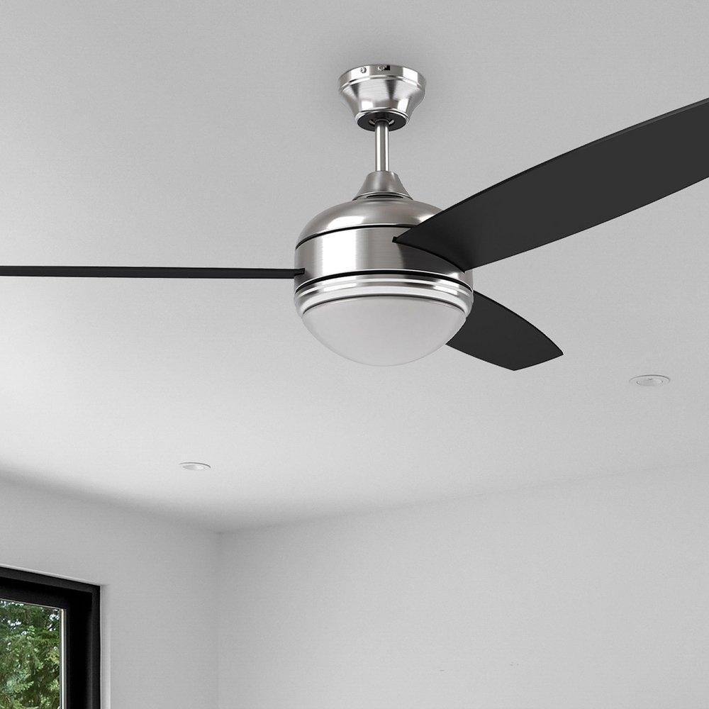 Westcraft Brushed Nickel 52 in. 3-Blade Ceiling Fan with Integrated LED Light Kit 