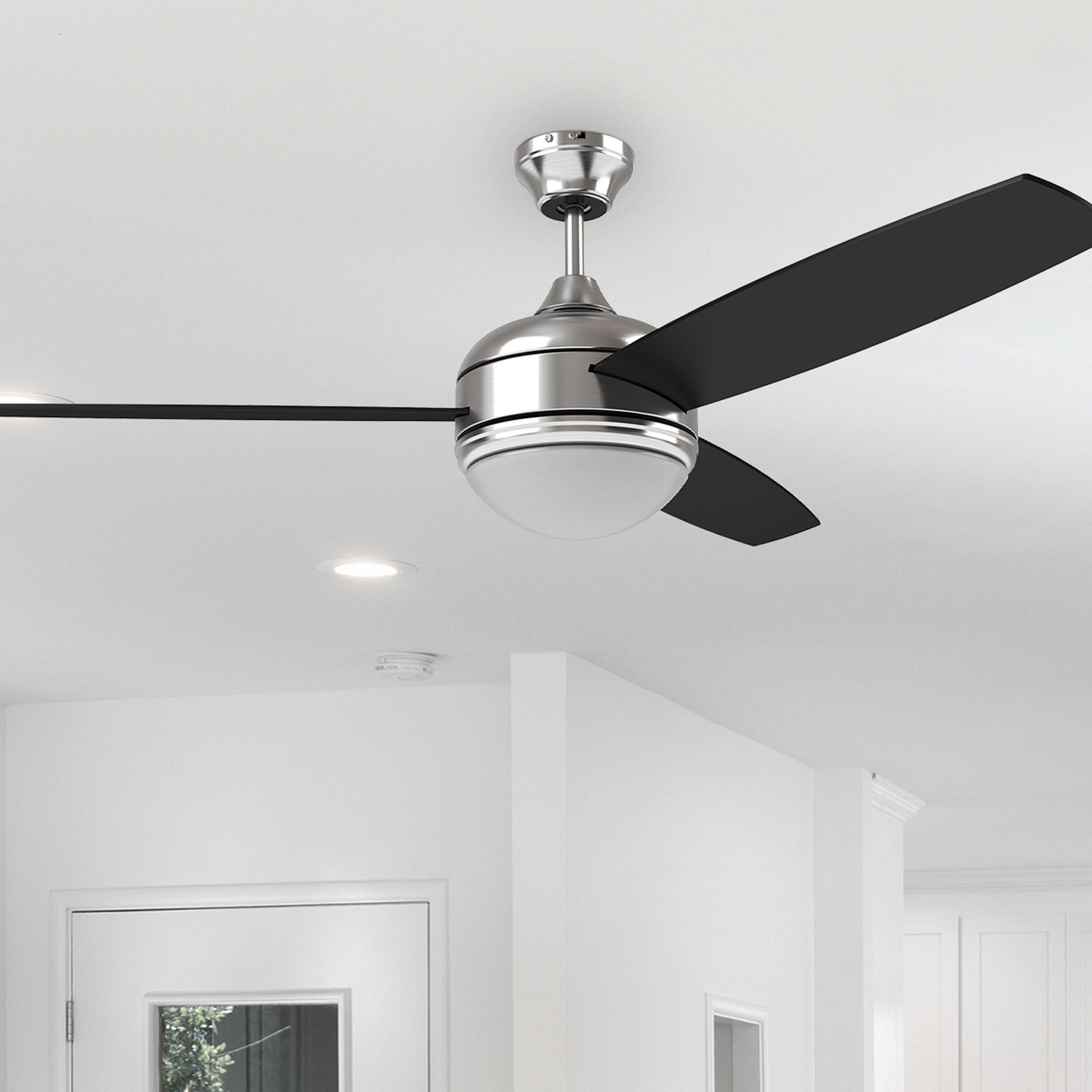 Westcraft Brushed Nickel 52 in. 22W 120V 3-Blade Ceiling Fan with Integrated LED Light Kit 