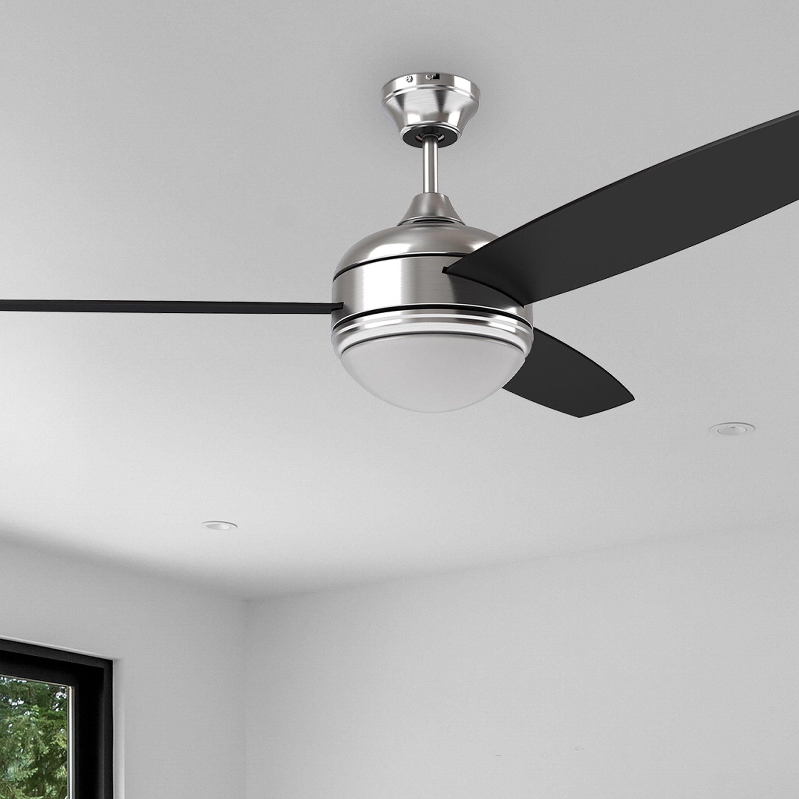 Westcraft Brushed Nickel 52 in. 22W 120V 3-Blade Ceiling Fan with Integrated LED Light Kit 