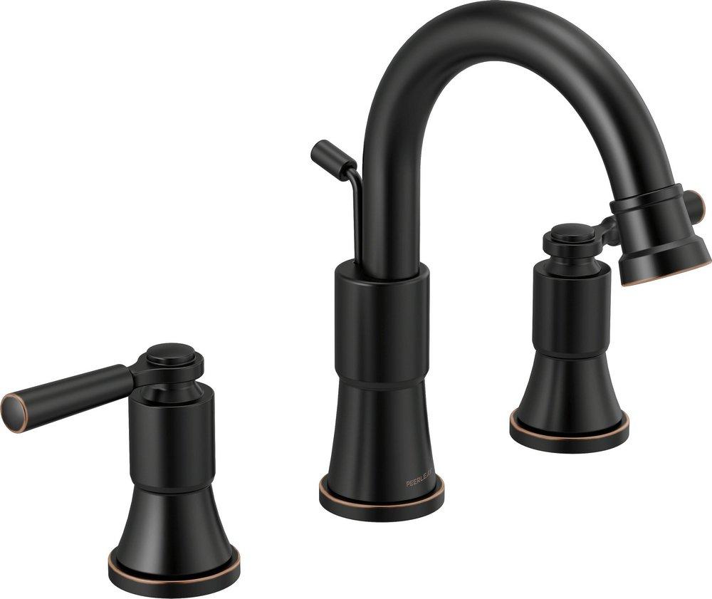 Peerless&reg; Oil Rubbed Bronze Two Handle Widespread Bathroom Sink Faucet 