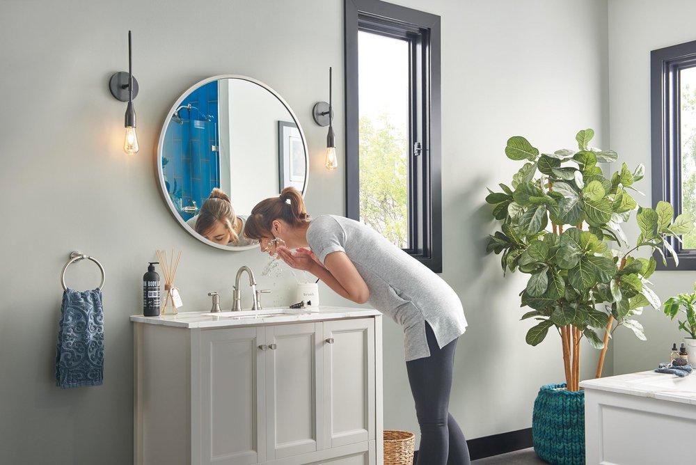 Peerless&reg; Brushed Nickel Two Handle Lever Deck Mount Service Faucet 