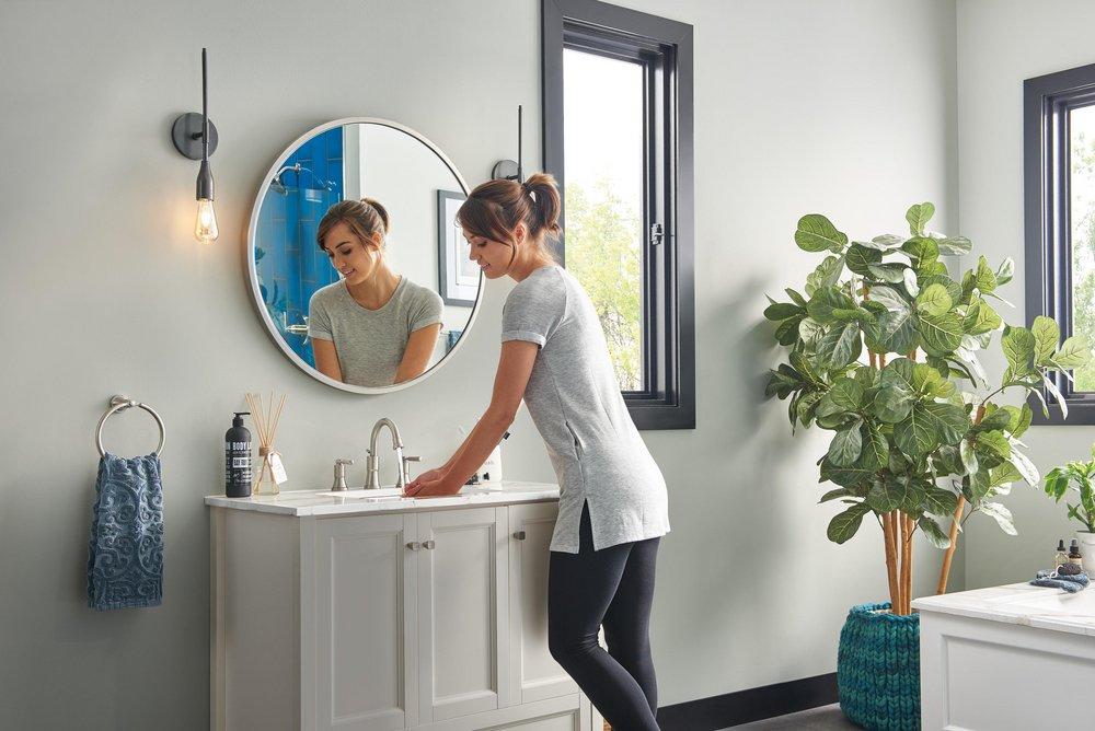 Peerless&reg; Brushed Nickel Two Handle Lever Deck Mount Service Faucet 