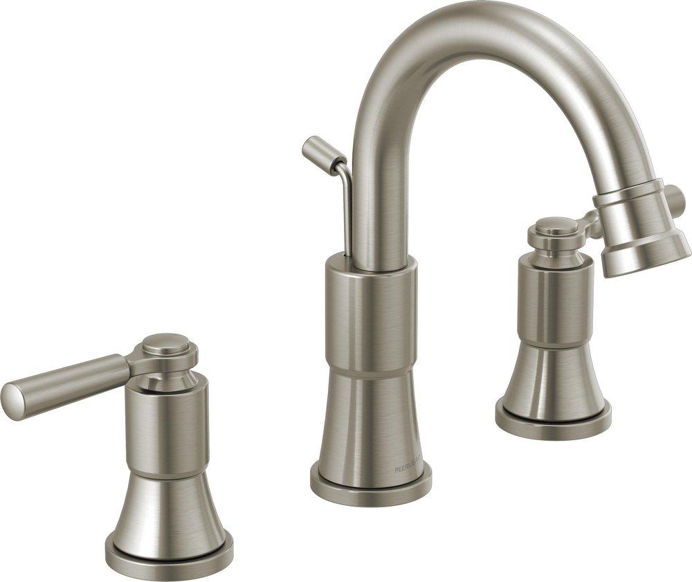 Peerless&reg; Brushed Nickel Two Handle Lever Deck Mount Service Faucet 