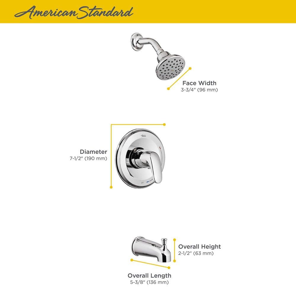 American Standard Polished Chrome Single Handle Single Bathtub & Shower Faucet Trim Only 