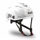 WHITE HI VIZ SUPERPLASMA Ventilated helmet with chipstrap, lamp clips, up and down adjustment system