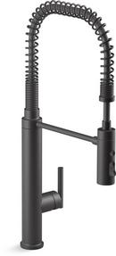 KOHLER Matte Black Single Handle Kitchen Faucet with Three-Function Spray and Magnetic Docking 