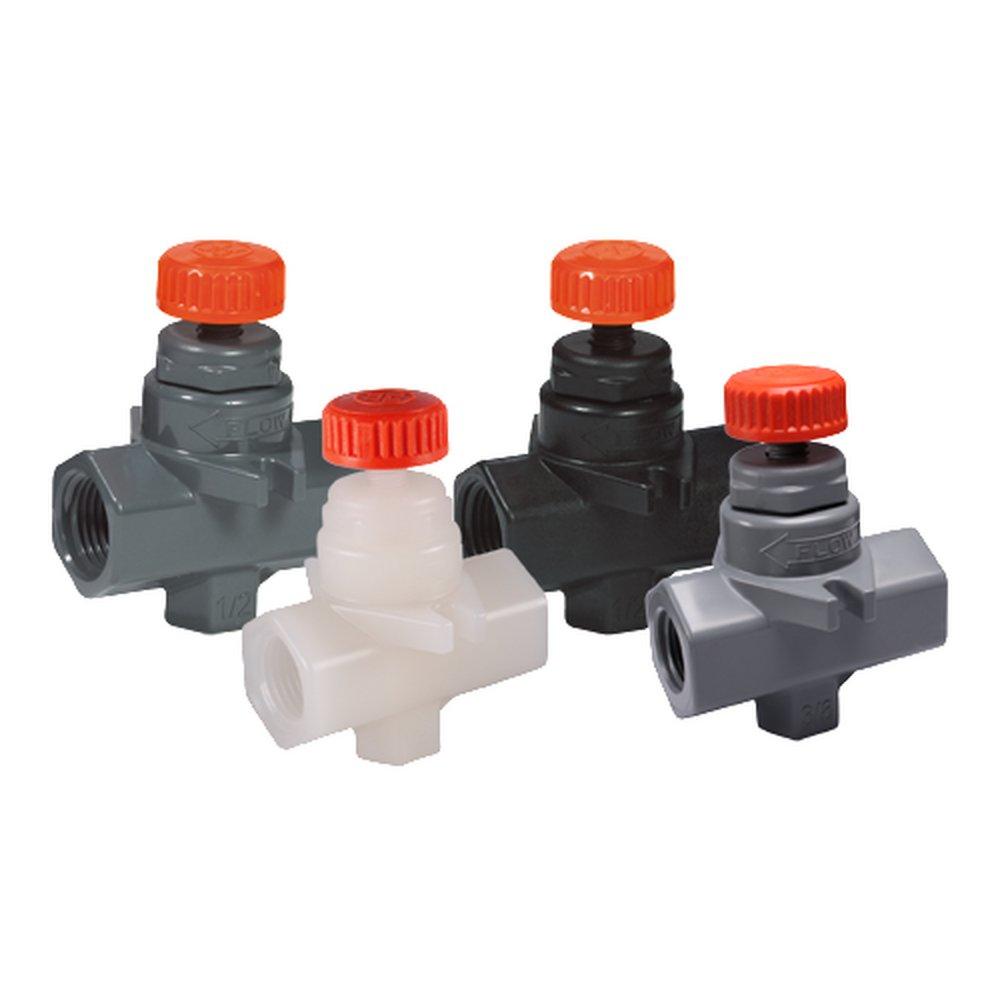 1/4 PVC NEEDLE VALVES W/FPM O-RING PTFE SEAT THREADED END CONNECTIONS 