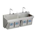 MANUAL DOUBLE STATION SCRUB SINK W/ KNEE ACTIVATED WATER 