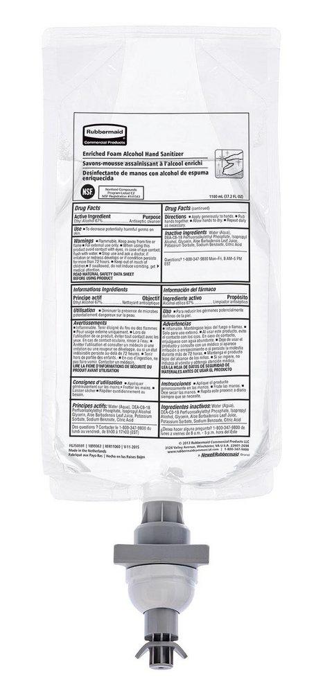 Rubbermaid Clear Foam Alcohol Hand Sanitizer 