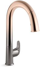 Single Handle Pull Down Touchless Kitchen Faucet with DockNetic Magnetic Docking and Two-Function Spray in Vibrant® Ombre Titanium/Rose Gold