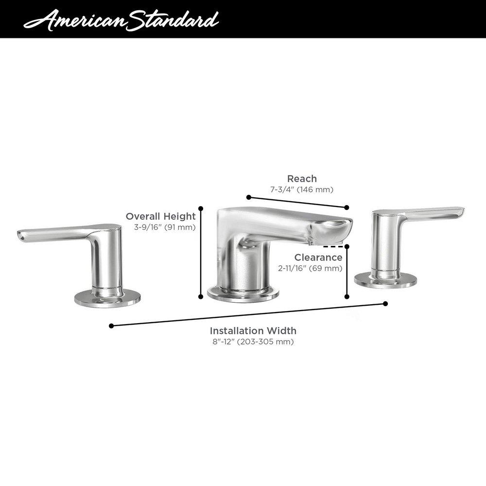 American Standard Polished Chrome Two Handle Widespread Bathroom Sink Faucet Lever Handle 