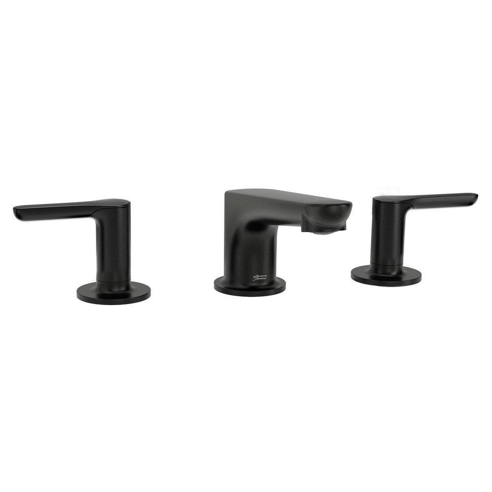 American Standard Matte Black Two Handle Widespread Bathroom Sink Faucet Lever Handle 