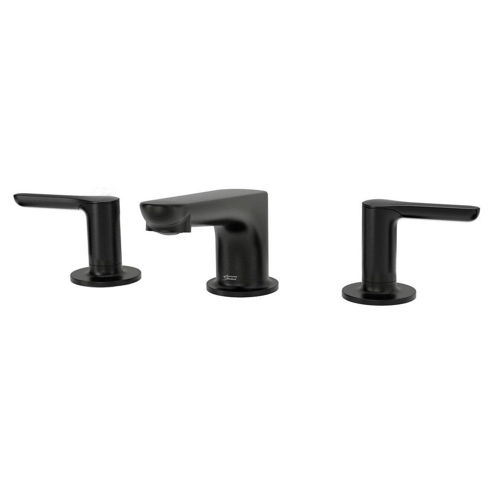 American Standard Matte Black Two Handle Widespread Bathroom Sink Faucet Lever Handle 