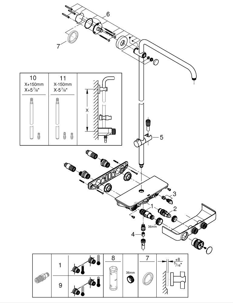 GROHE StarLight® Chrome Single Handle Smart Control Mono Shower System 