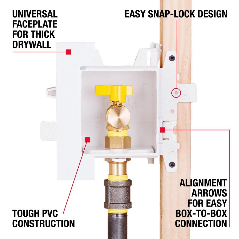 Oatey&reg; White 3-19/50 x 4-17/20 x 4 in. Gas Valve Supply Box 
