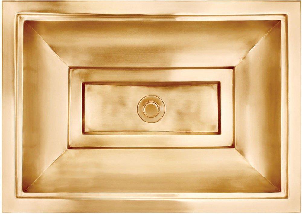 Linkasink Unlacquered Brass TIFFANY IN SATIN UNLACQUERED BRASS, 21.75" X 15" X 6" OD, 18.75" X 12" ID 