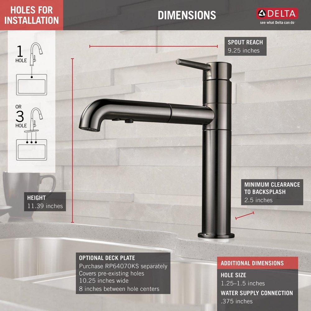 Delta Faucet Black Stainless Single Handle Pull Out Kitchen Faucet 