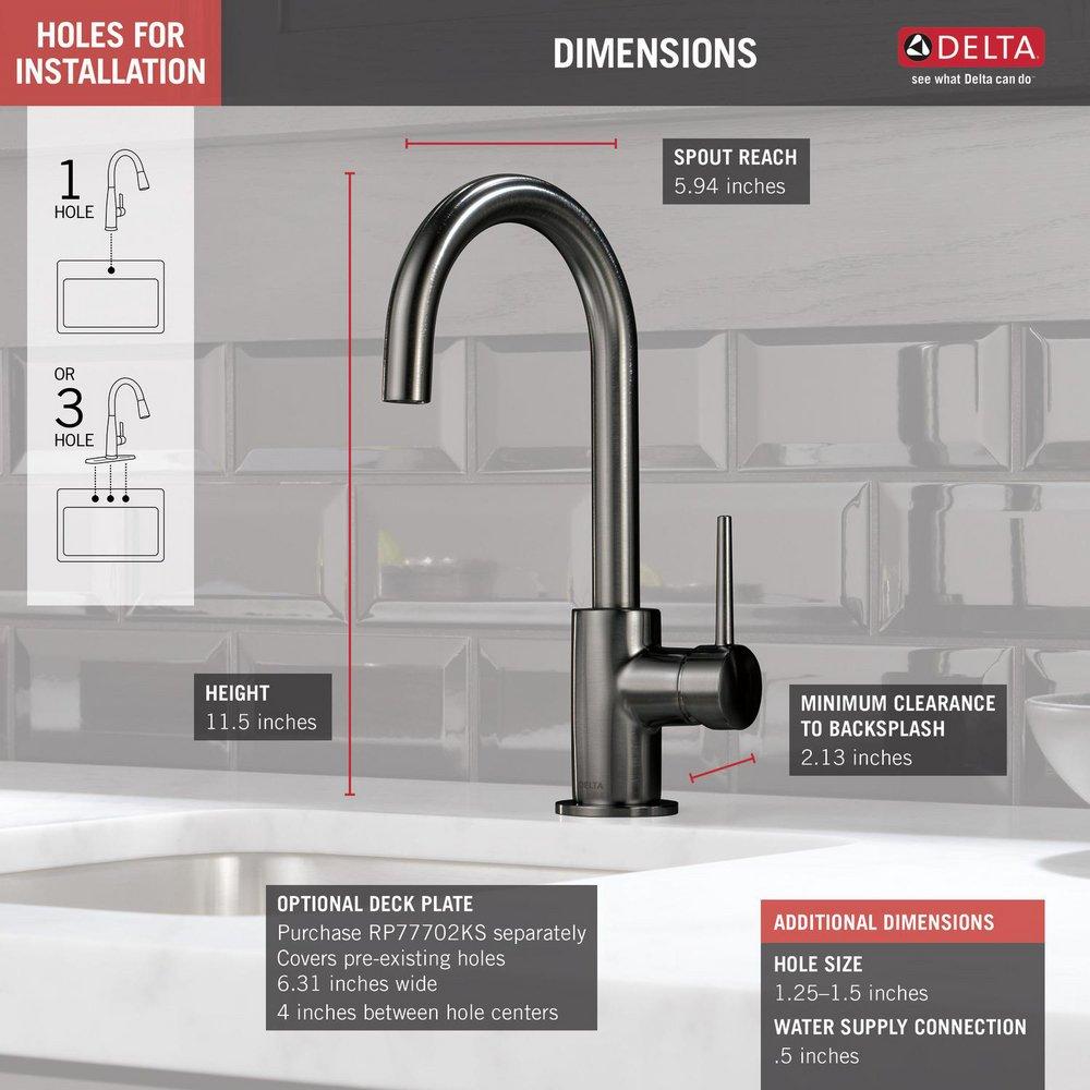 Delta Faucet Black Stainless Single Handle Lever Handle Bar Faucet 