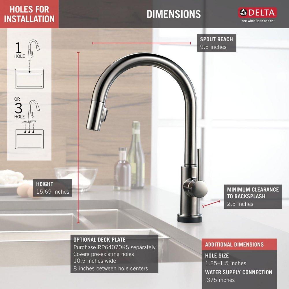 Delta Faucet Black Stainless Single Handle Pull Down Touch Activated Kitchen Faucet 