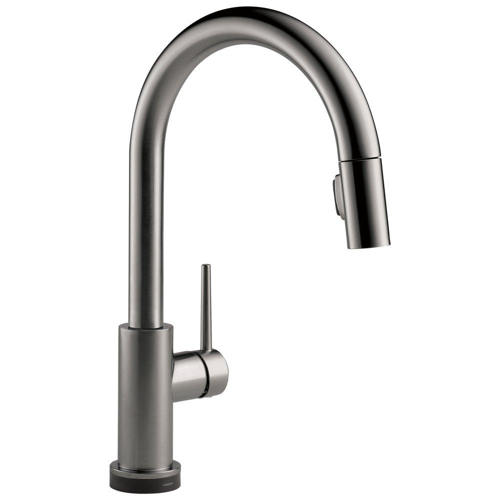 Delta Faucet Black Stainless Single Handle Pull Down Touch Activated Kitchen Faucet 