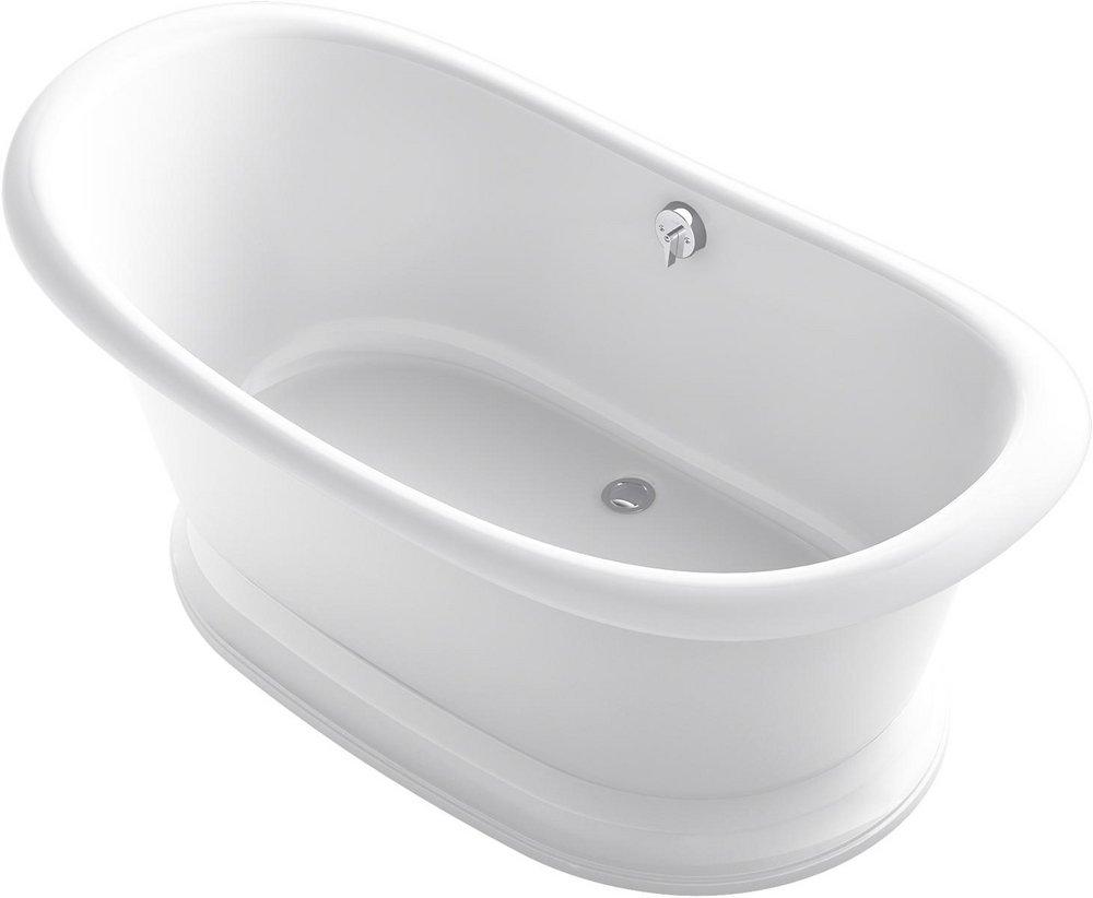KOHLER White 66-1/8 x 32-1/2 in. Soaker Freestanding Bathtub Rear Center Drain 