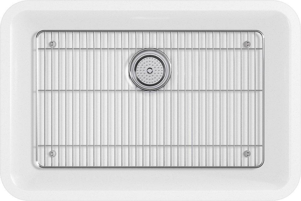 KOHLER Matte White 27-1/2 x 18-5/16 in. No Hole Composite Single Bowl Undermount Kitchen Sink 