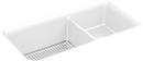 KOHLER Matte White 33-1/2 x 18-5/16 in. No-Hole Composite Double Bowl Undermount Kitchen Sink 