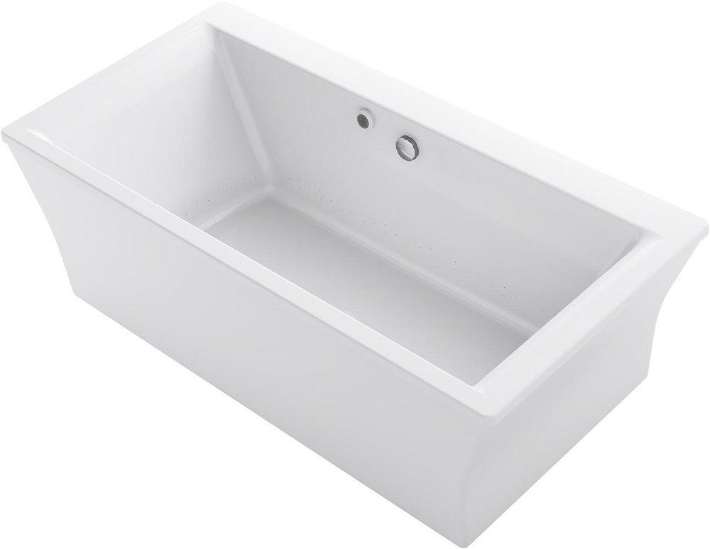 KOHLER White 60-3/4 x 34-7/8 in. Freestanding Bathtub with Center Drain 