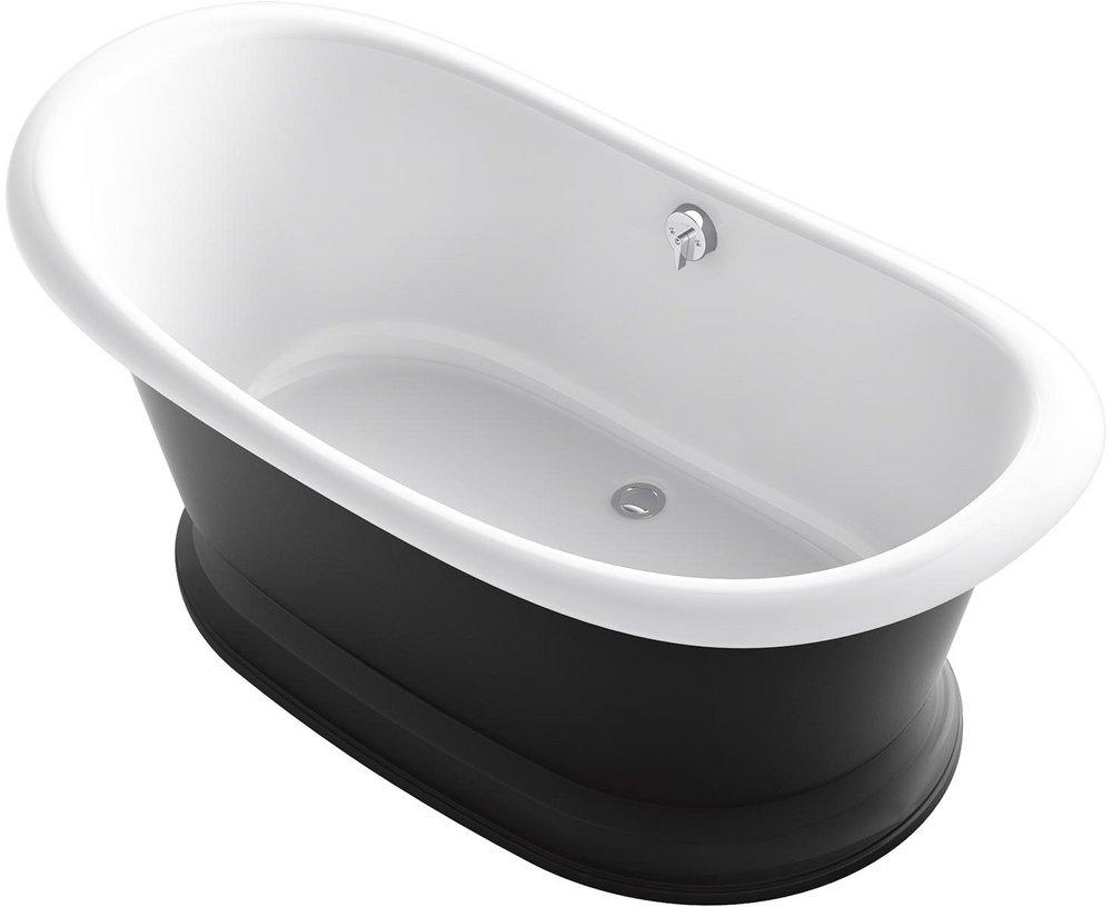 KOHLER White 66-1/8 x 32-1/2 in. Freestanding Bathtub with Rear Center Drain 