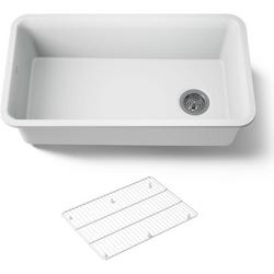 33-1/2 in. Undermount Neoroc Single Bowl Kitchen Sink in Matte White