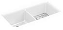 33-1/2 x 18-5/16 in. No Hole Composite Double Bowl Undermount Kitchen Sink in Matte White